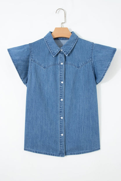 Keyla Ruffled Short Sleeve Shirt - Hello Beautiful BoutiqueBlouses & ShirtsThreaded Pear