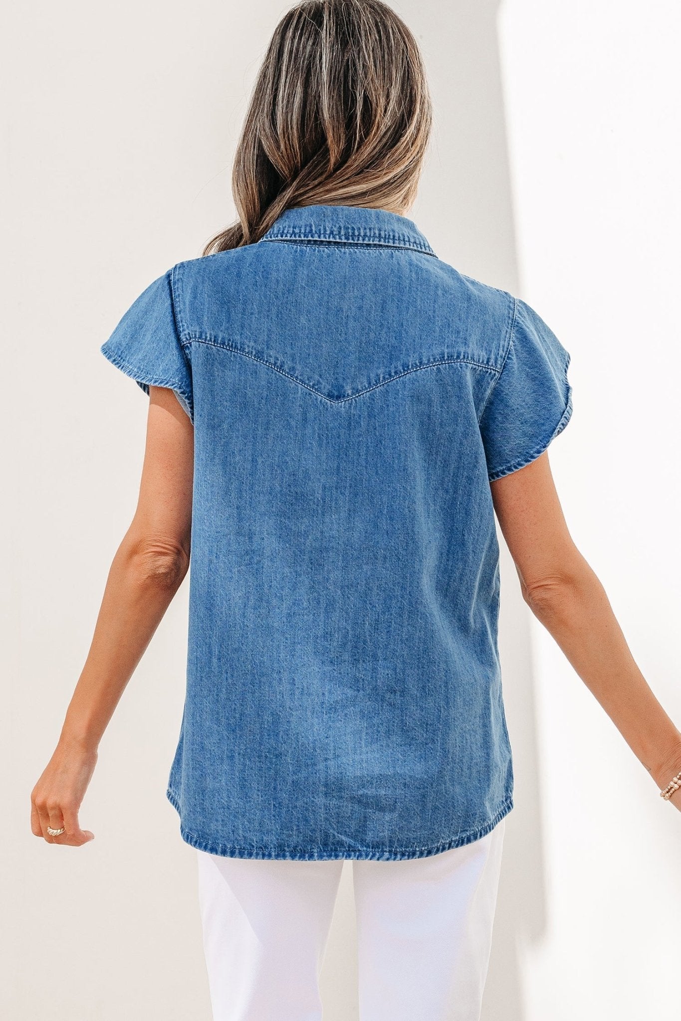 Keyla Ruffled Short Sleeve Shirt - Hello Beautiful BoutiqueBlouses & ShirtsThreaded Pear