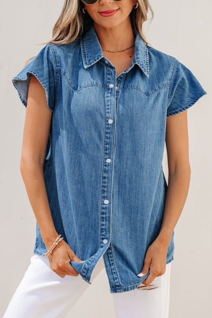Keyla Ruffled Short Sleeve Shirt - Hello Beautiful BoutiqueBlouses & ShirtsThreaded Pear