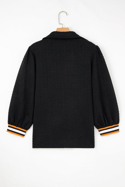 Keziah Patchwork Polo Collar Pullover - Hello Beautiful BoutiqueSweatshirts & HoodiesThreaded Pear