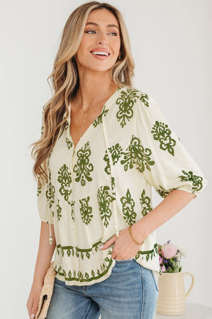 Keziah Puffy Half Sleeve Shirt - Hello Beautiful BoutiqueBlouses & ShirtsThreaded Pear