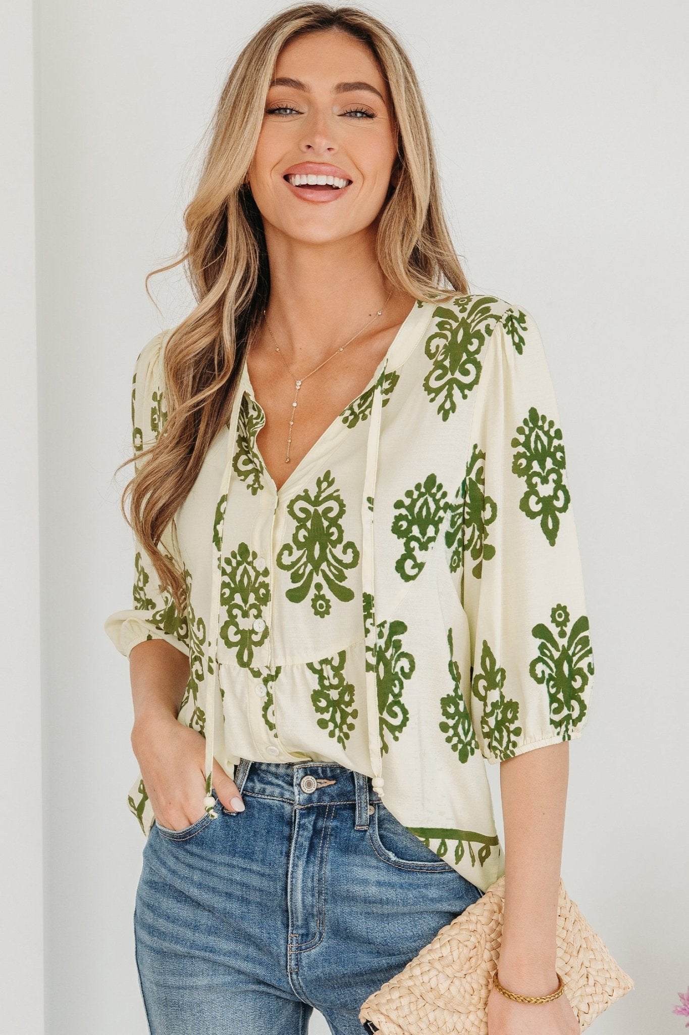 Keziah Puffy Half Sleeve Shirt - Hello Beautiful BoutiqueBlouses & ShirtsThreaded Pear