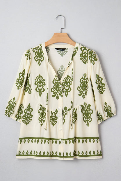 Keziah Puffy Half Sleeve Shirt - Hello Beautiful BoutiqueBlouses & ShirtsThreaded Pear