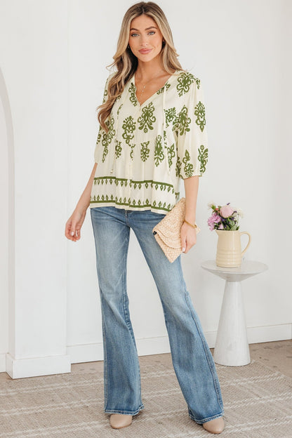 Keziah Puffy Half Sleeve Shirt - Hello Beautiful BoutiqueBlouses & ShirtsThreaded Pear