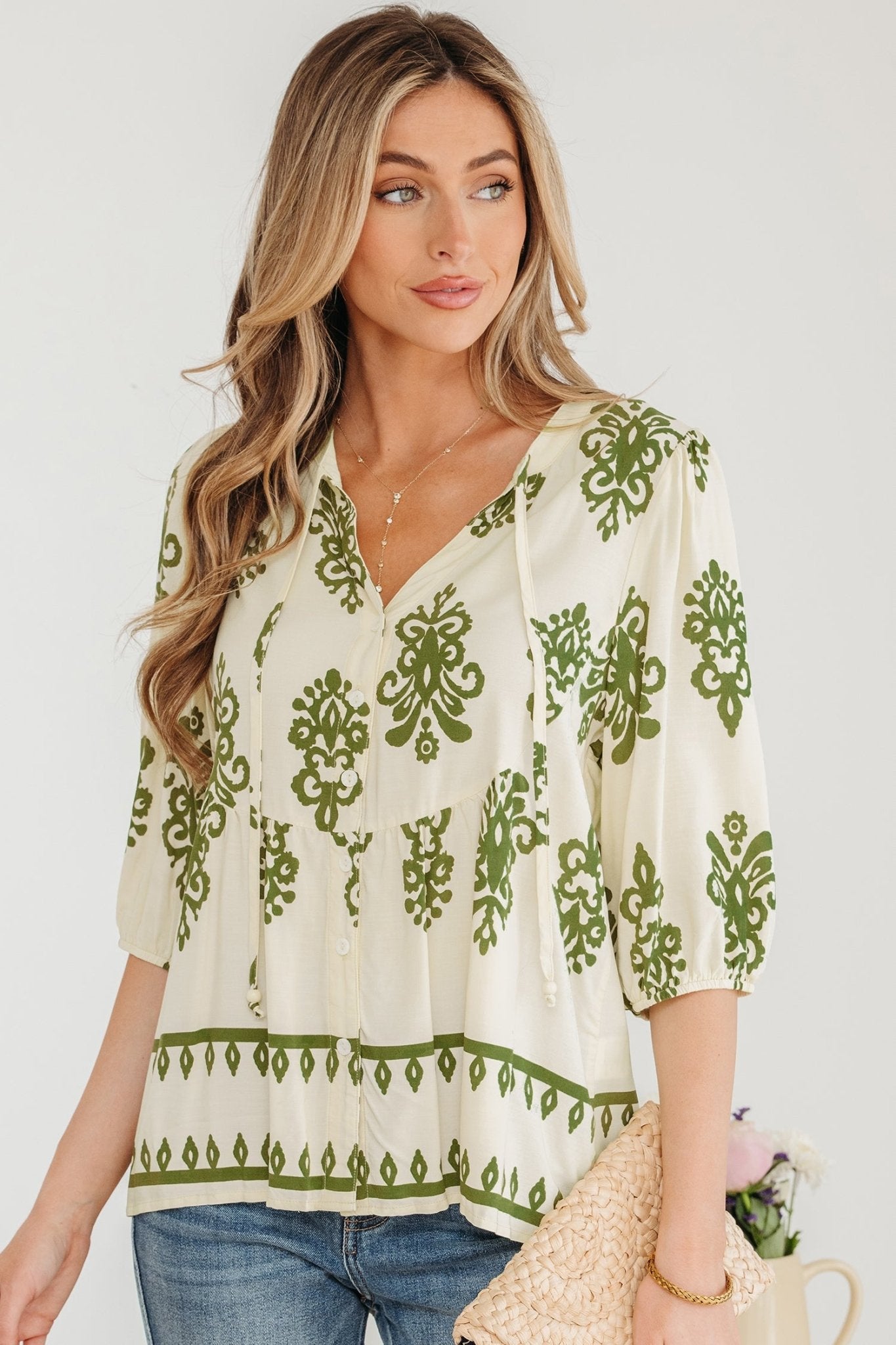 Keziah Puffy Half Sleeve Shirt - Hello Beautiful BoutiqueBlouses & ShirtsThreaded Pear