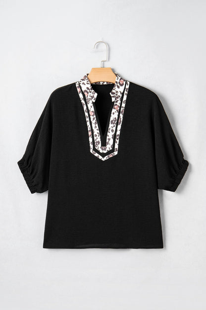 Keziah Sleeve Patchwork Trim Blouse - Hello Beautiful BoutiqueBlouses & ShirtsThreaded Pear