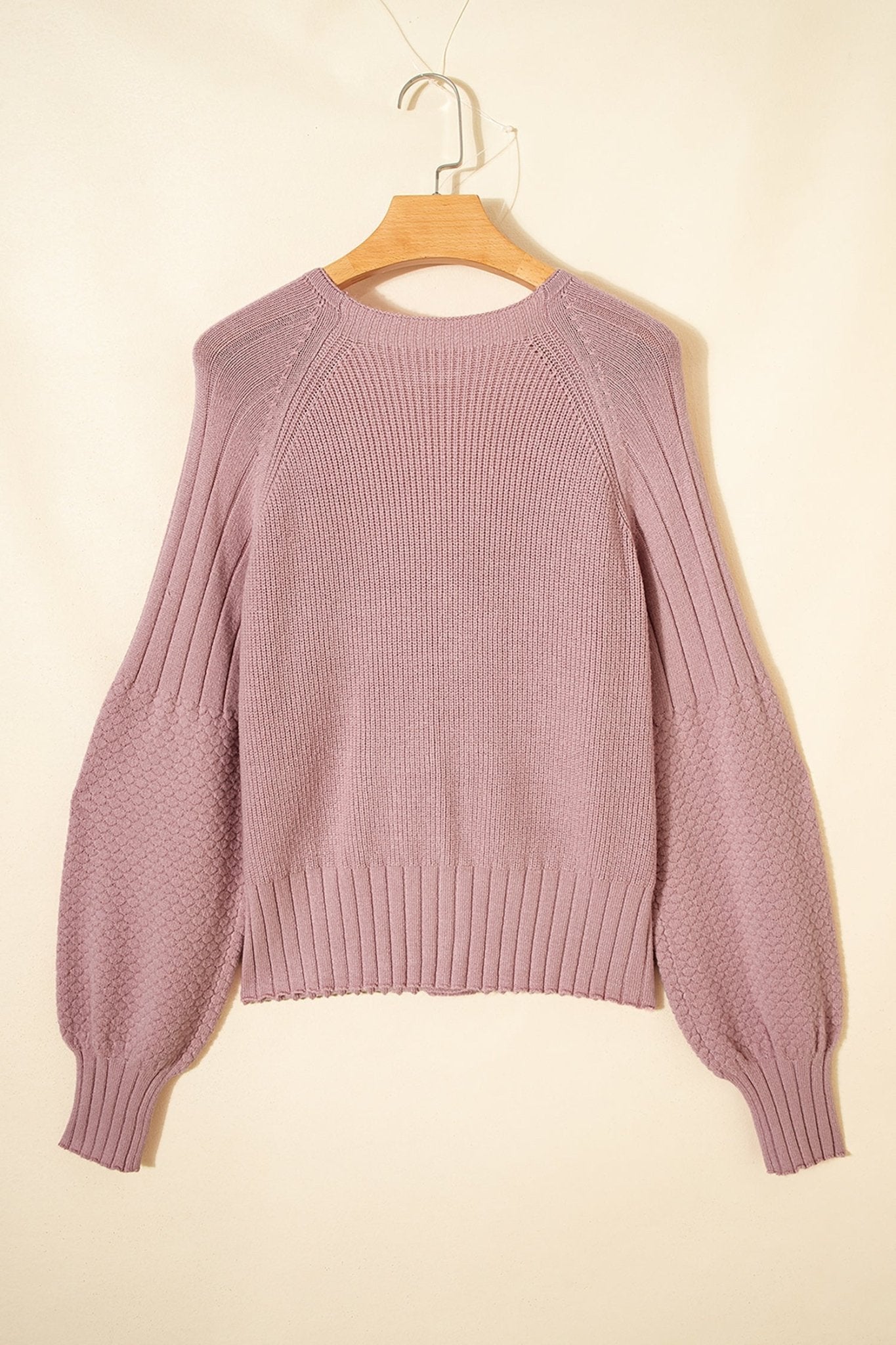 Khloe Mixed Texture Knit Sweater - Hello Beautiful BoutiqueCardigansThreaded Pear