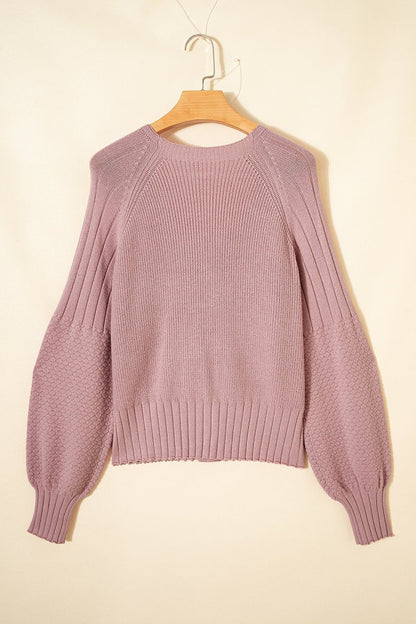 Khloe Mixed Texture Knit Sweater - Hello Beautiful BoutiqueCardigansThreaded Pear