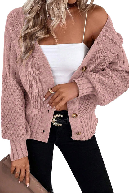 Khloe Mixed Texture Knit Sweater - Hello Beautiful BoutiqueCardigansThreaded Pear