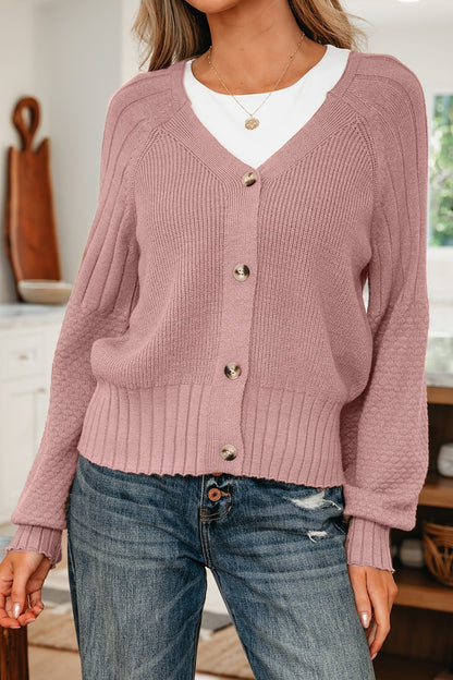 Khloe Mixed Texture Knit Sweater - Hello Beautiful BoutiqueCardigansThreaded Pear