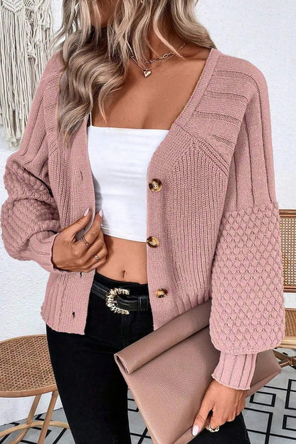 Khloe Mixed Texture Knit Sweater - Hello Beautiful BoutiqueCardigansThreaded Pear