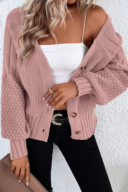 Khloe Mixed Texture Knit Sweater - Hello Beautiful BoutiqueCardigansThreaded Pear