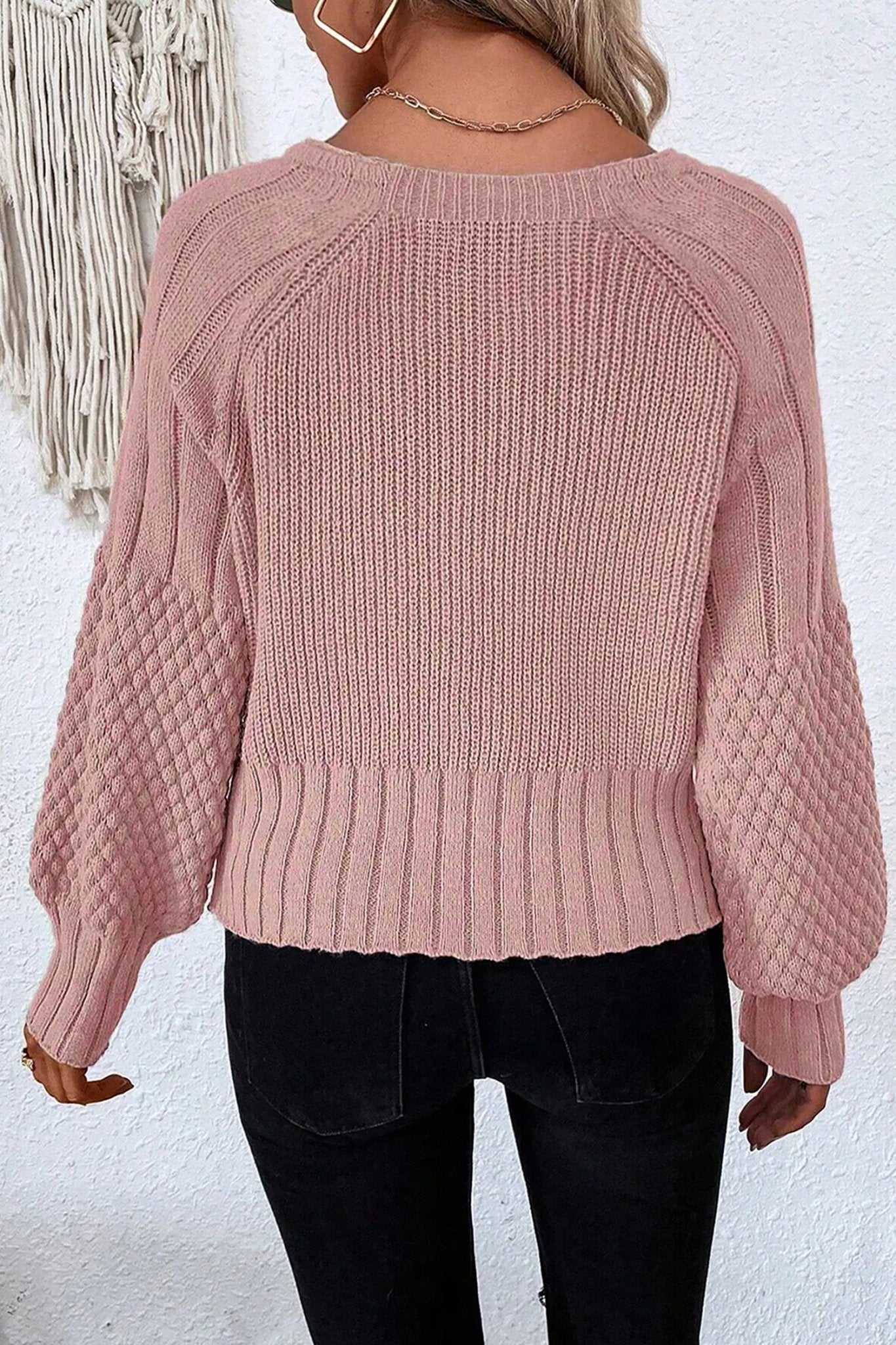 Khloe Mixed Texture Knit Sweater - Hello Beautiful BoutiqueCardigansThreaded Pear
