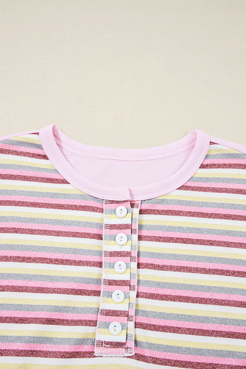 Khloe Patchwork Loose Henley Sweatshirt - Hello Beautiful BoutiqueSweatshirts & HoodiesThreaded Pear