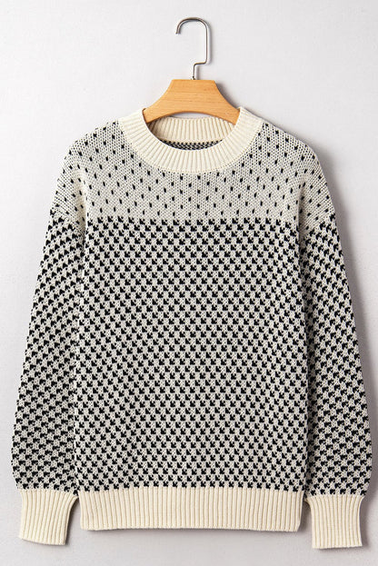 Kinley Pattern Lantern Sleeve Sweater - Hello Beautiful BoutiqueSweatersThreaded Pear