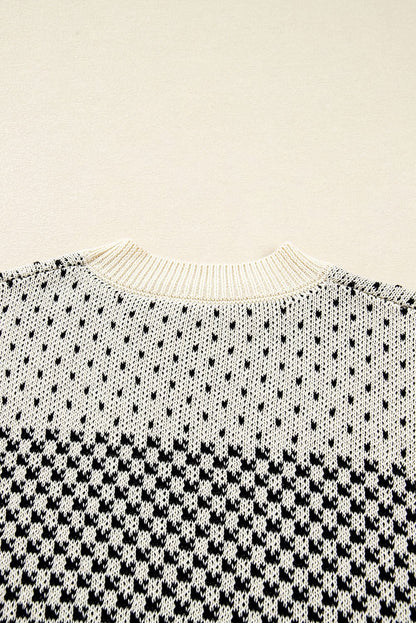 Kinley Pattern Lantern Sleeve Sweater - Hello Beautiful BoutiqueSweatersThreaded Pear