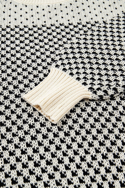 Kinley Pattern Lantern Sleeve Sweater - Hello Beautiful BoutiqueSweatersThreaded Pear