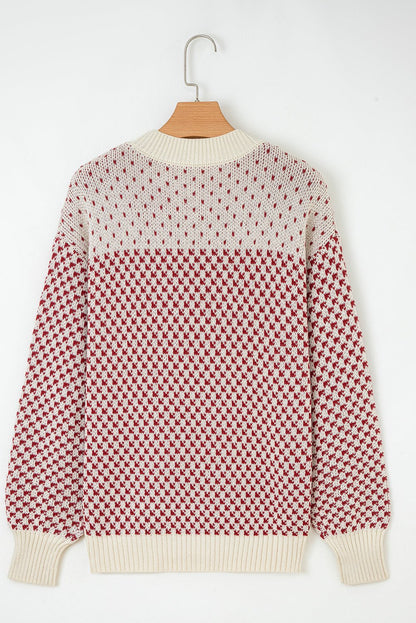 Kinley Pattern Lantern Sleeve Sweater - Hello Beautiful BoutiqueSweatersThreaded Pear