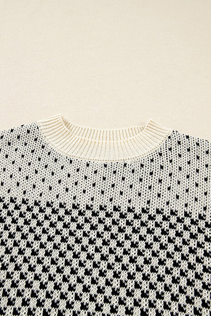 Kinley Pattern Lantern Sleeve Sweater - Hello Beautiful BoutiqueSweatersThreaded Pear