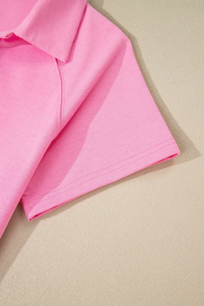 Kinsley Bonbon Collared Tee - Hello Beautiful BoutiqueShort SetsThreaded Pear