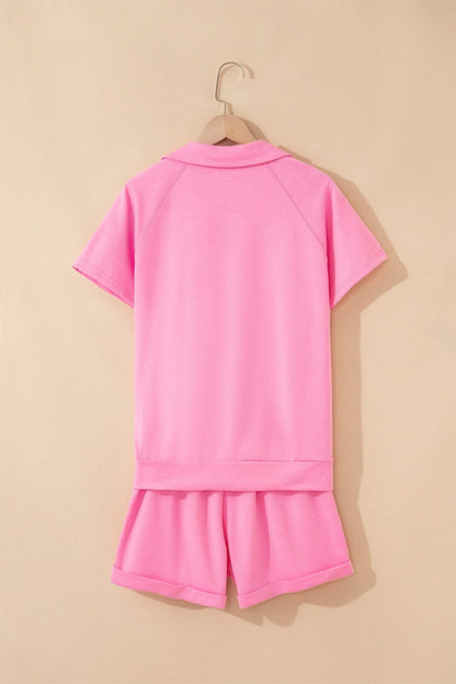 Kinsley Bonbon Collared Tee - Hello Beautiful BoutiqueShort SetsThreaded Pear