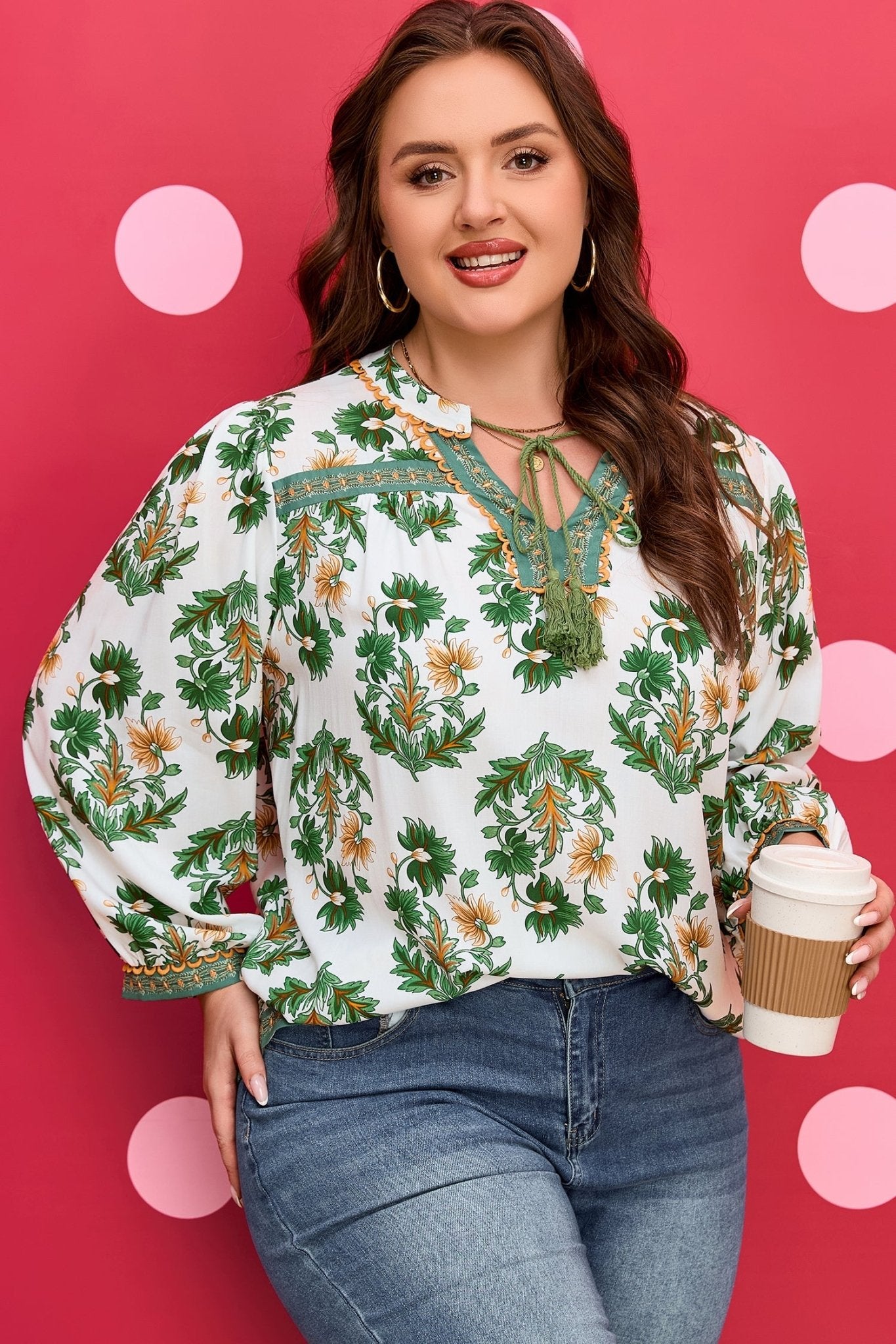 Kira 3 4 Sleeve PLUS Blouse - Hello Beautiful BoutiquePlus Size Blouses & ShirtsThreaded Pear