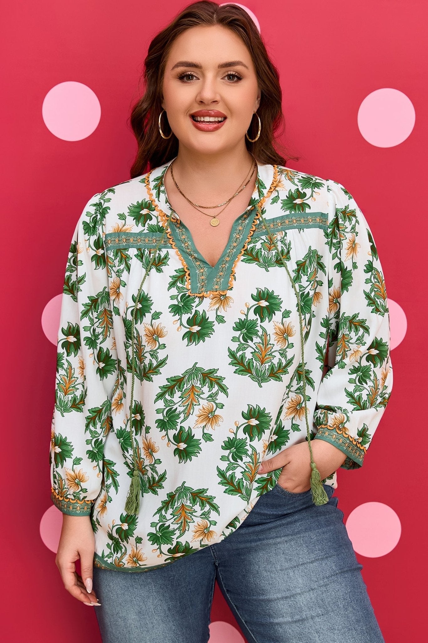 Kira 3 4 Sleeve PLUS Blouse - Hello Beautiful BoutiquePlus Size Blouses & ShirtsThreaded Pear