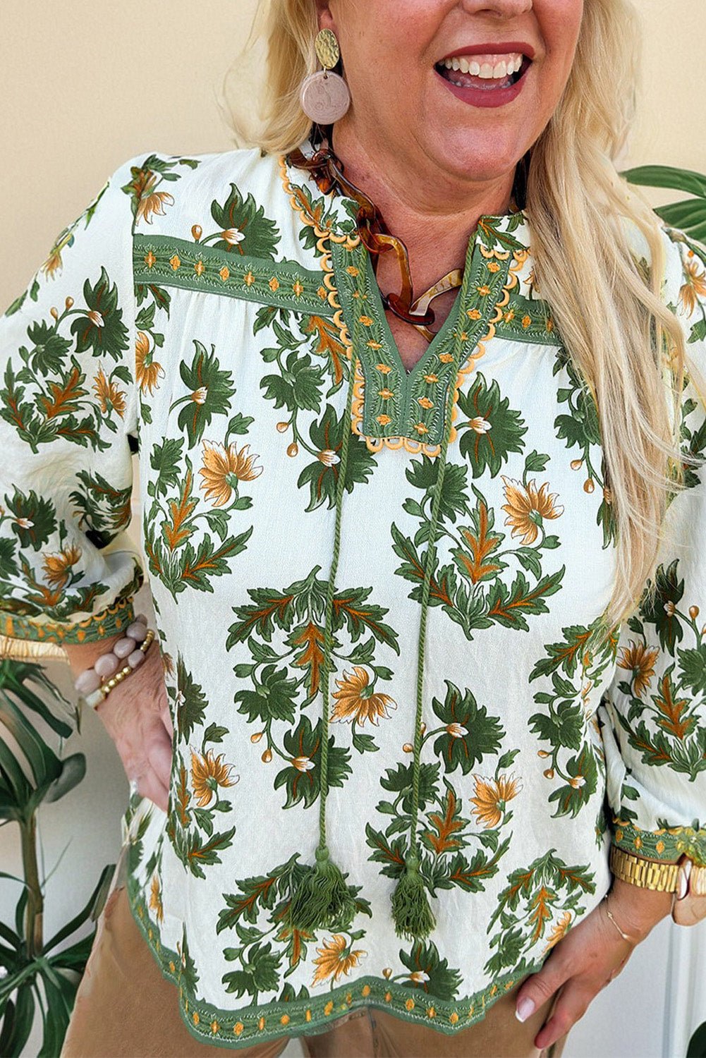 Kira 3 4 Sleeve PLUS Blouse - Hello Beautiful BoutiquePlus Size Blouses & ShirtsThreaded Pear