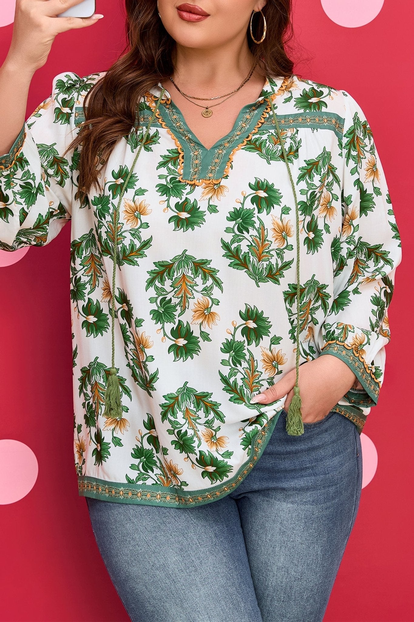 Kira 3 4 Sleeve PLUS Blouse - Hello Beautiful BoutiquePlus Size Blouses & ShirtsThreaded Pear