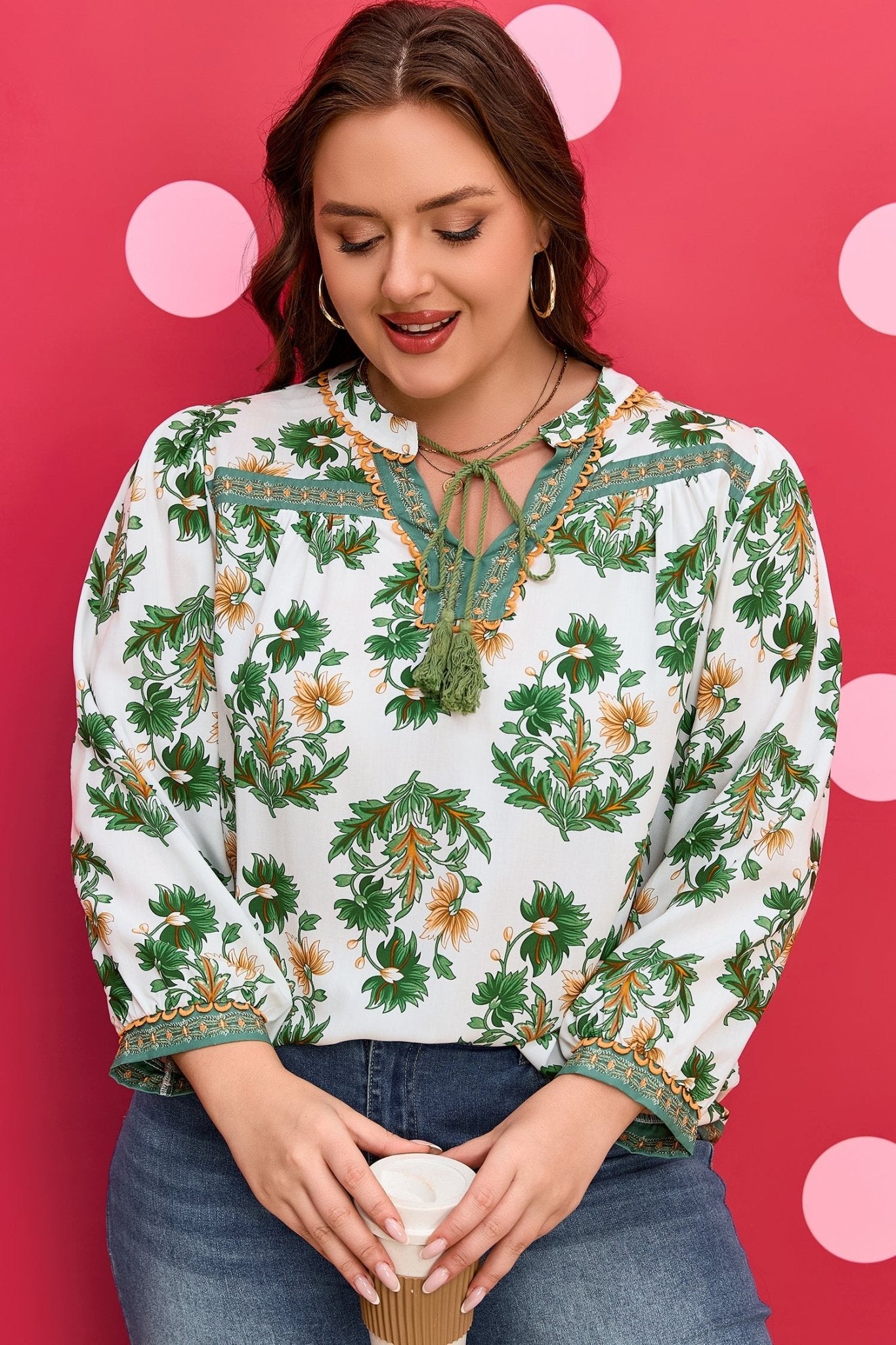Kira 3 4 Sleeve PLUS Blouse - Hello Beautiful BoutiquePlus Size Blouses & ShirtsThreaded Pear