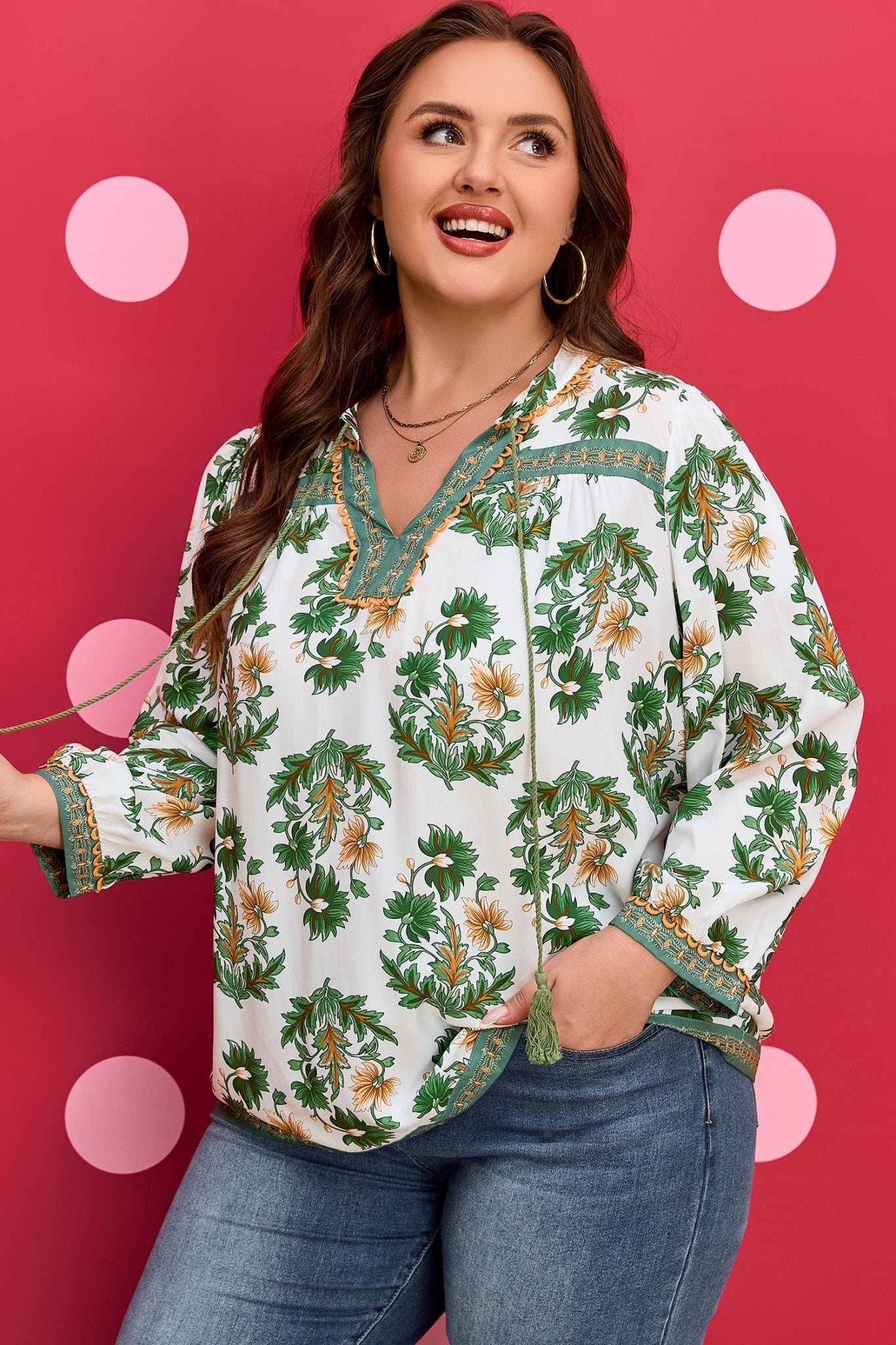 Kira 3 4 Sleeve PLUS Blouse - Hello Beautiful BoutiquePlus Size Blouses & ShirtsThreaded Pear