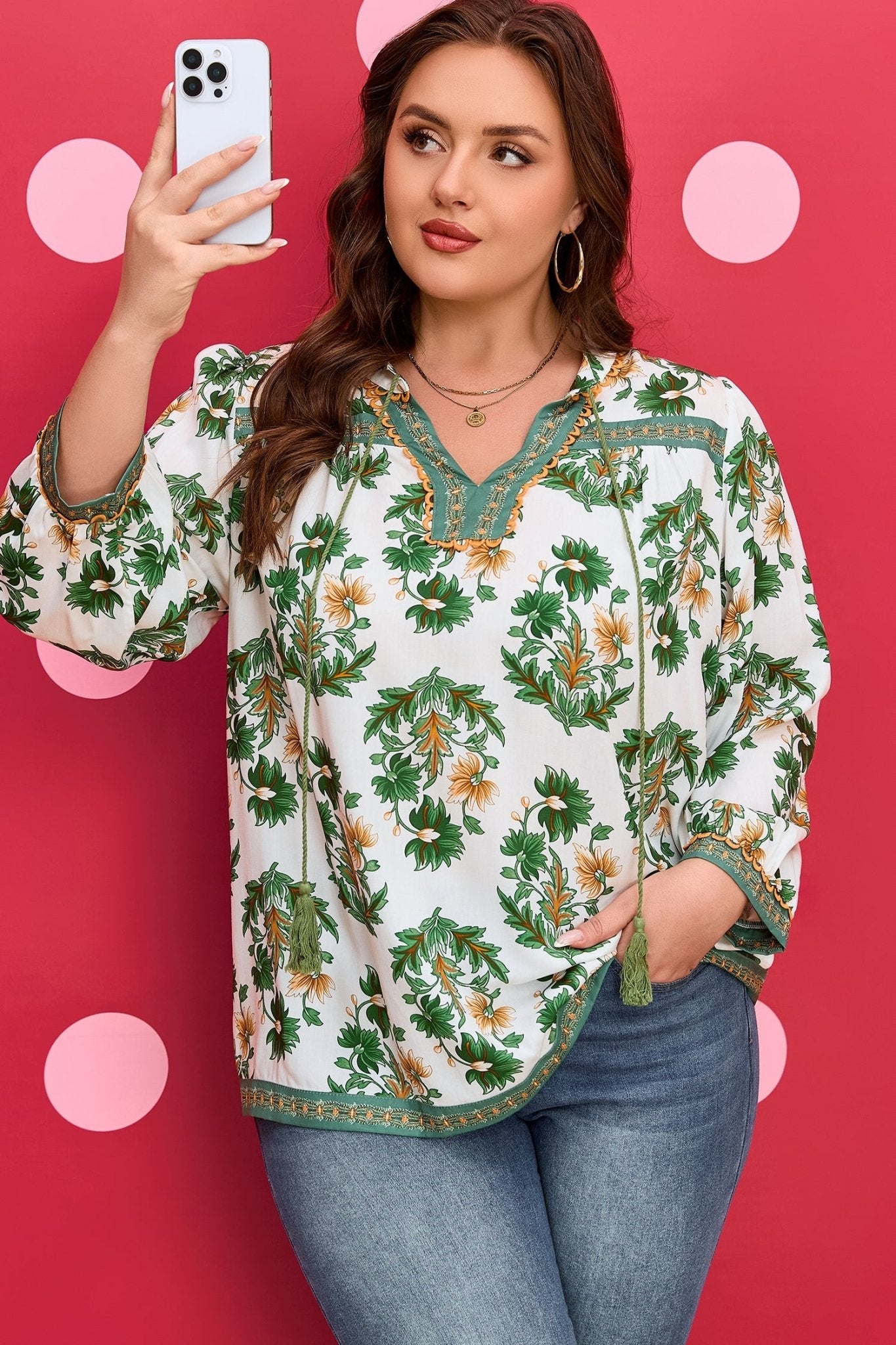 Kira 3 4 Sleeve PLUS Blouse - Hello Beautiful BoutiquePlus Size Blouses & ShirtsThreaded Pear
