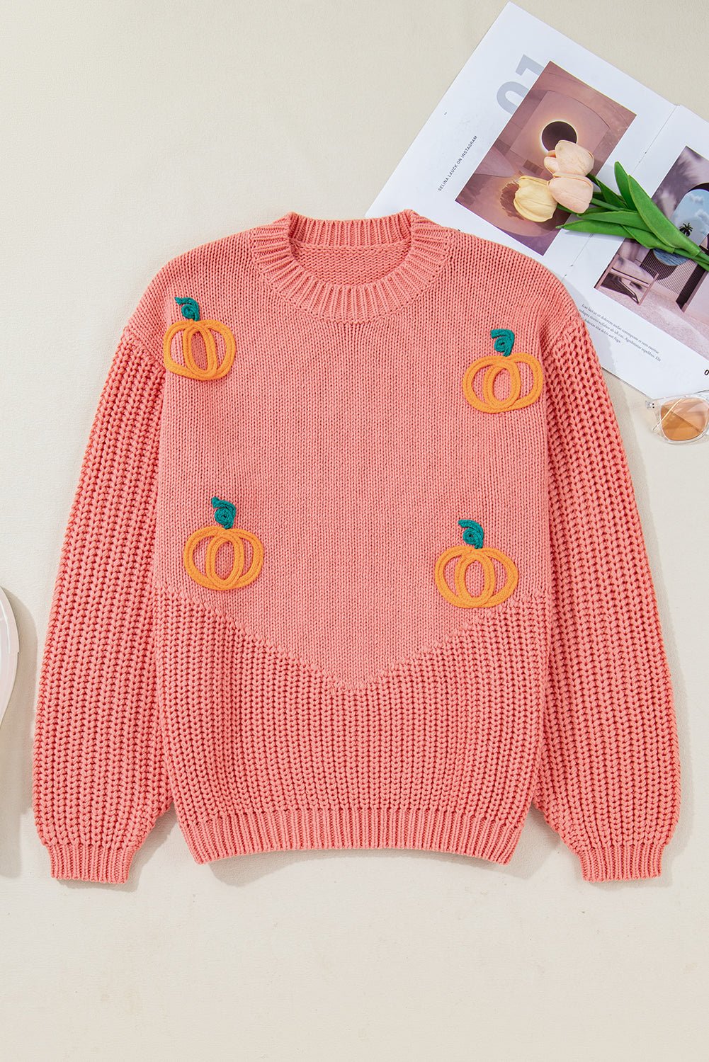 Kirahira Embroidered Thanksgiving Holiday Sweater - Hello Beautiful BoutiqueSweatersThreaded Pear