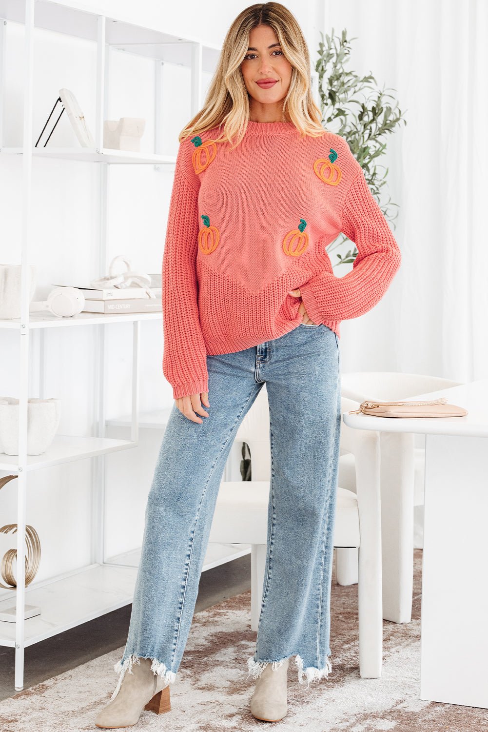 Kirahira Embroidered Thanksgiving Holiday Sweater - Hello Beautiful BoutiqueSweatersThreaded Pear