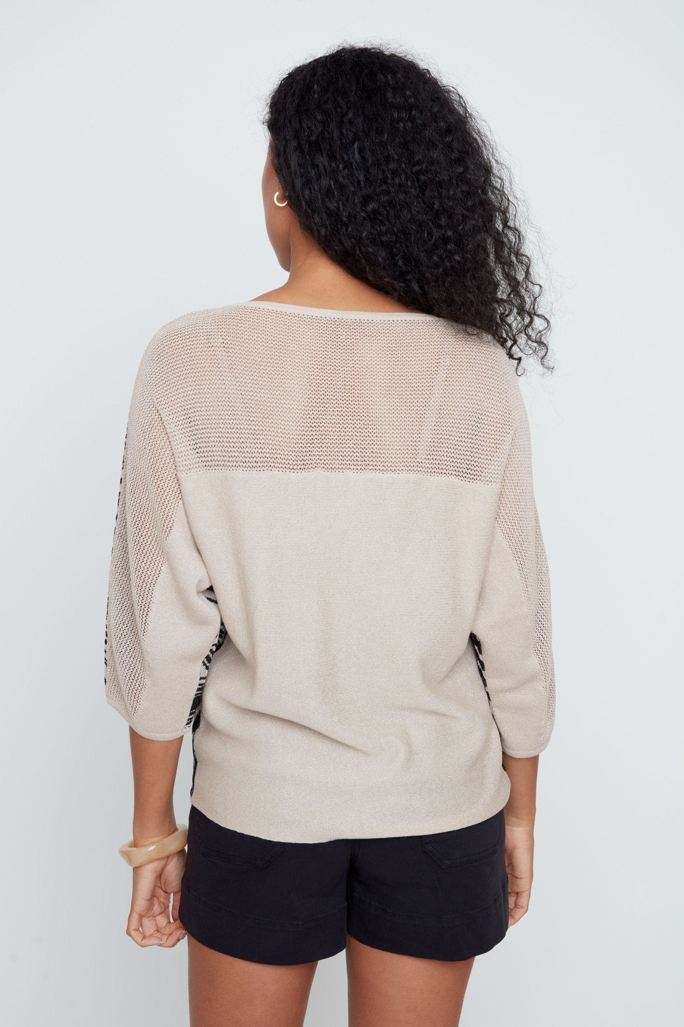Knit and Mesh Combo Sweater R6985 - Hello Beautiful BoutiqueTopRenuar