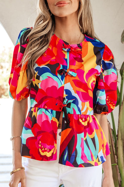 Kylee Puff Sleeve Babydoll Blouse - Hello Beautiful BoutiqueBlouses & ShirtsThreaded Pear