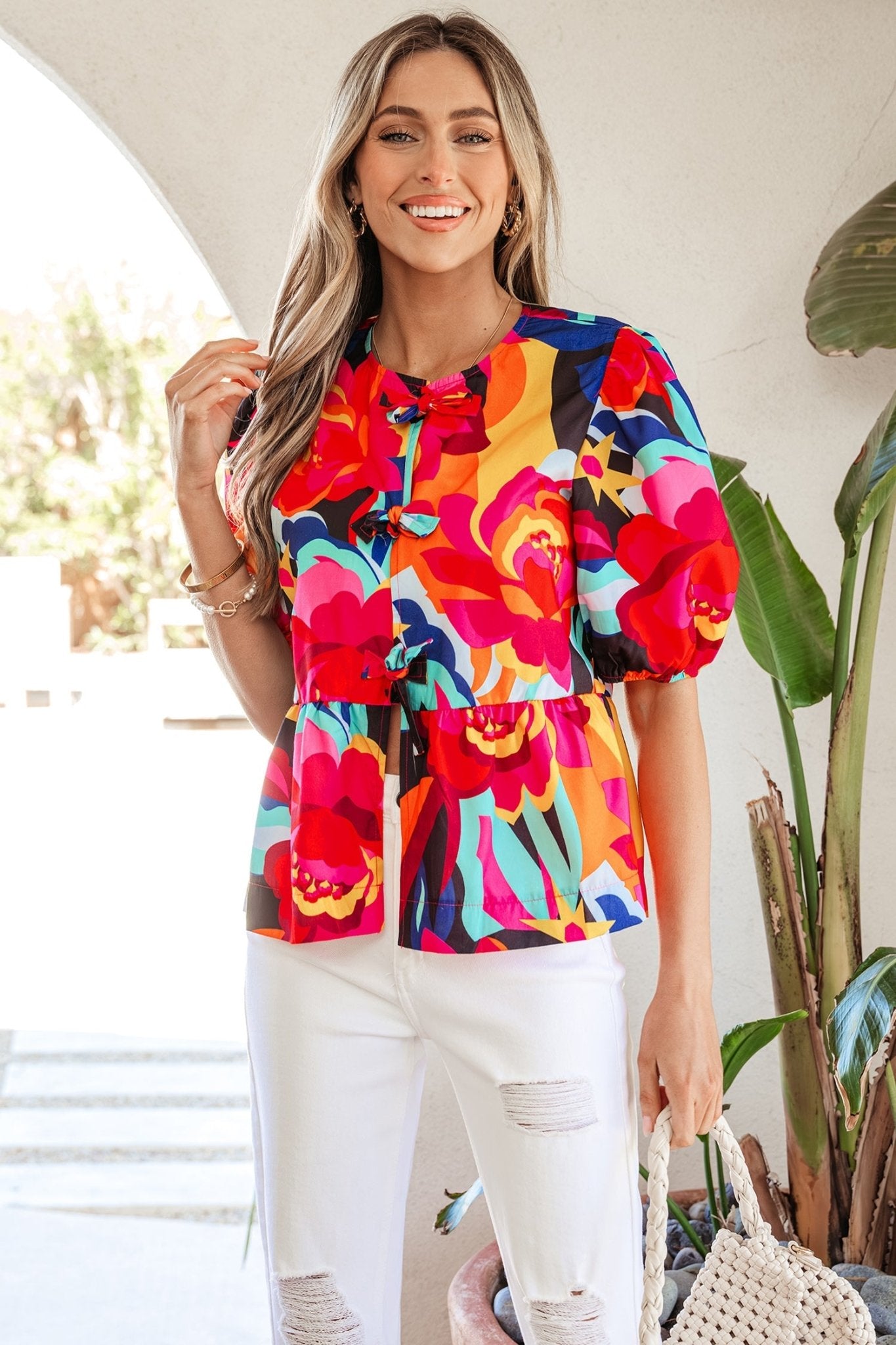 Kylee Puff Sleeve Babydoll Blouse - Hello Beautiful BoutiqueBlouses & ShirtsThreaded Pear