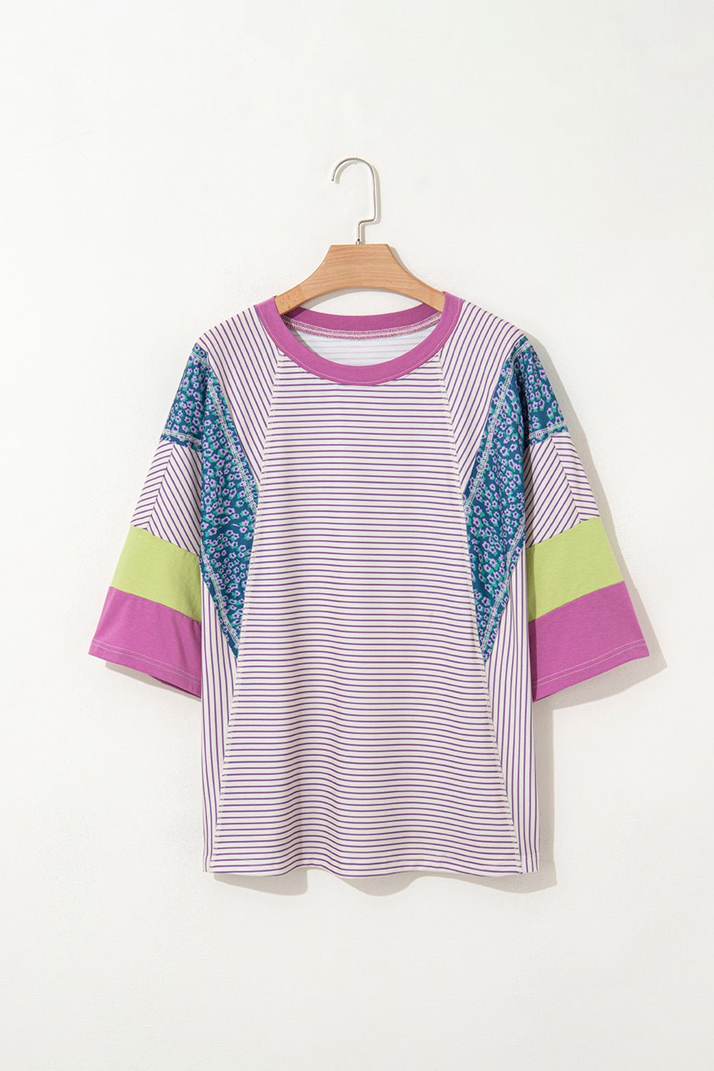 Kyra Patchwork Bracelet Sleeve Blouse - Hello Beautiful BoutiqueTops & TeesThreaded Pear