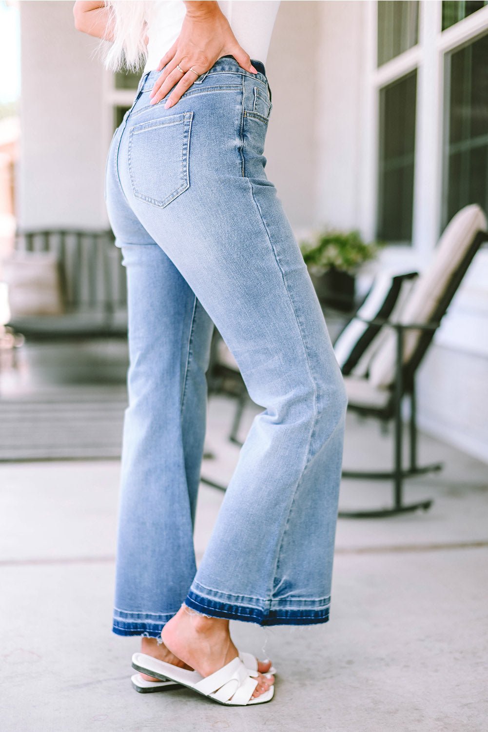 Kyra Waist Distressed Flared Jeans - Hello Beautiful Boutique30% OFFThreaded Pear