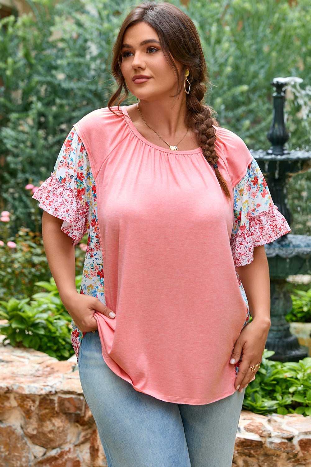 Lacey Ruffled Short Sleeve PLUS Blouse - Hello Beautiful BoutiquePlus Size Blouses & ShirtsThreaded Pear