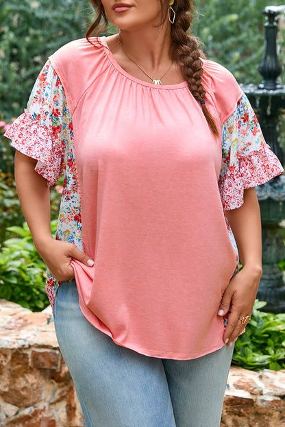 Lacey Ruffled Short Sleeve PLUS Blouse - Hello Beautiful BoutiquePlus Size Blouses & ShirtsThreaded Pear
