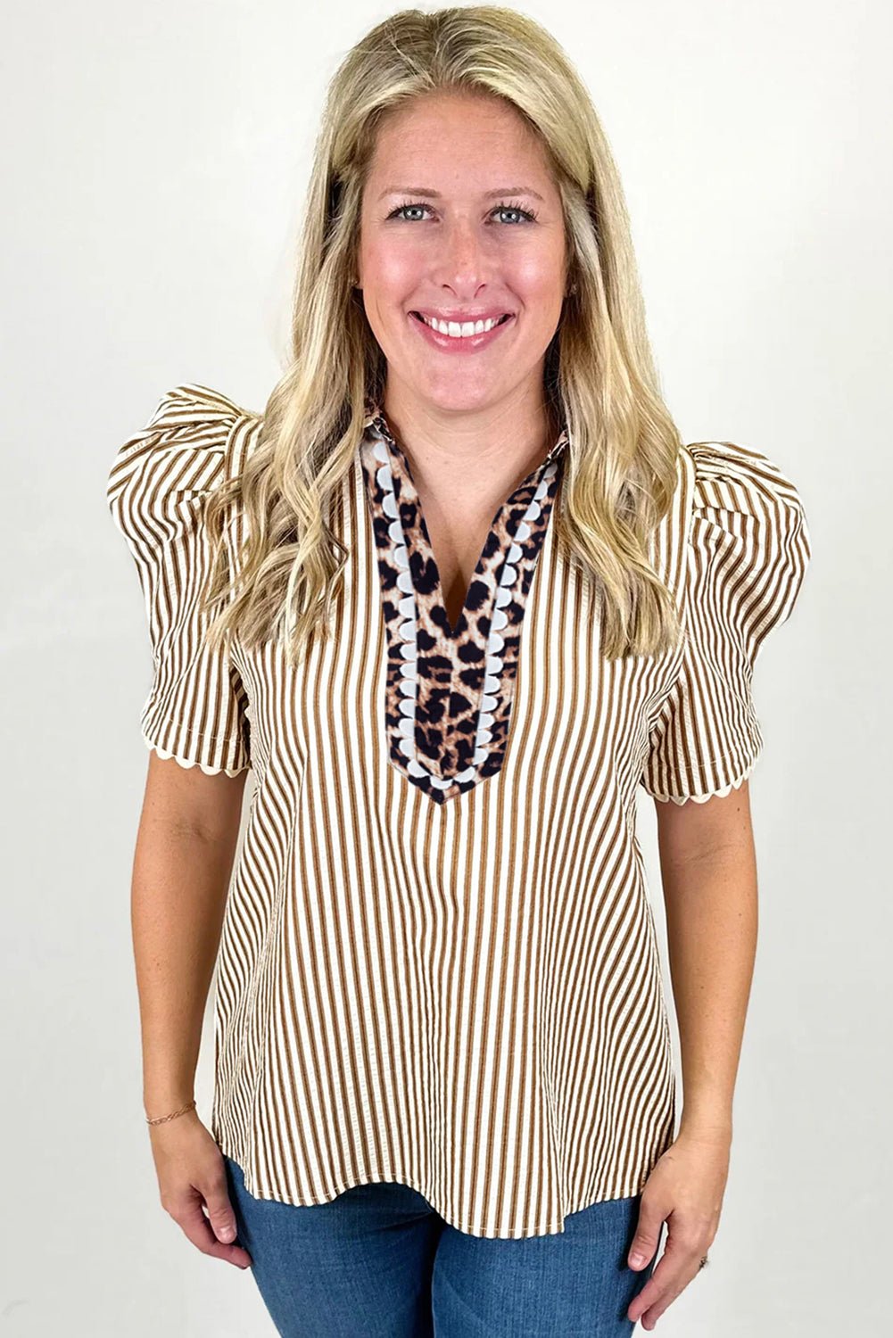Laila Sleeve Patchwork Collar Blouse - Hello Beautiful BoutiqueBlouses & ShirtsThreaded Pear