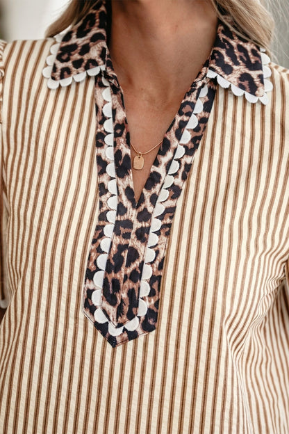 Laila Sleeve Patchwork Collar Blouse - Hello Beautiful BoutiqueBlouses & ShirtsThreaded Pear