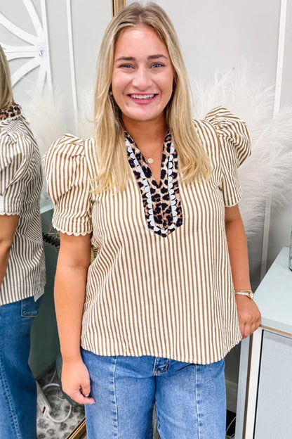 Laila Sleeve Patchwork Collar Blouse - Hello Beautiful BoutiqueBlouses & ShirtsThreaded Pear