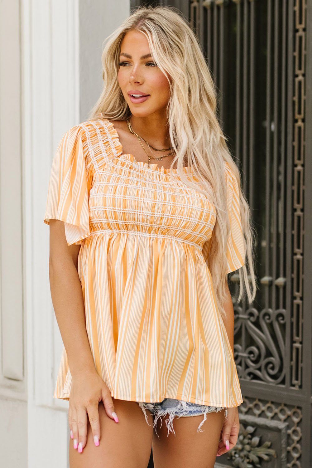 Lakelyn Print Smocked Flowy Blouse - Hello Beautiful Boutique20% OFFThreaded Pear