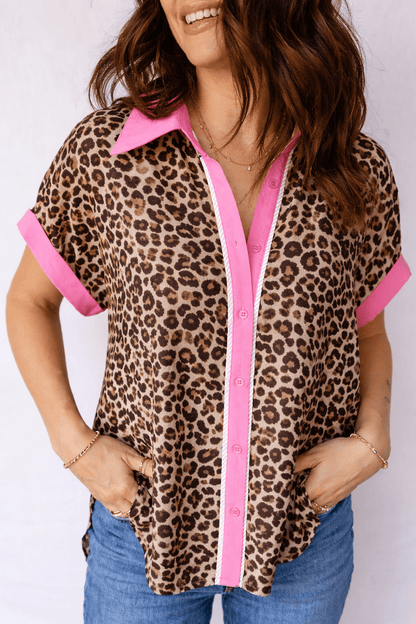 Lakelynn animal Short Sleeve Shirt - Hello Beautiful BoutiqueBlouses & ShirtsThreaded Pear