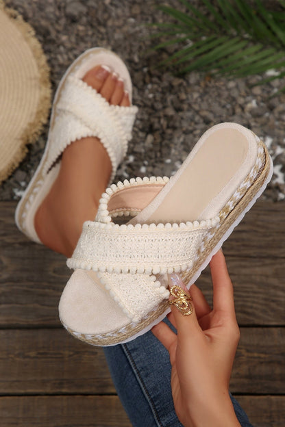 Lana Knit Platform Slide Slippers - Hello Beautiful BoutiqueSlippersThreaded Pear