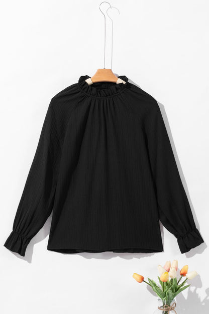 Lanabina Ripple Bubble Sleeve Blouse - Hello Beautiful BoutiqueBlouses & ShirtsThreaded Pear