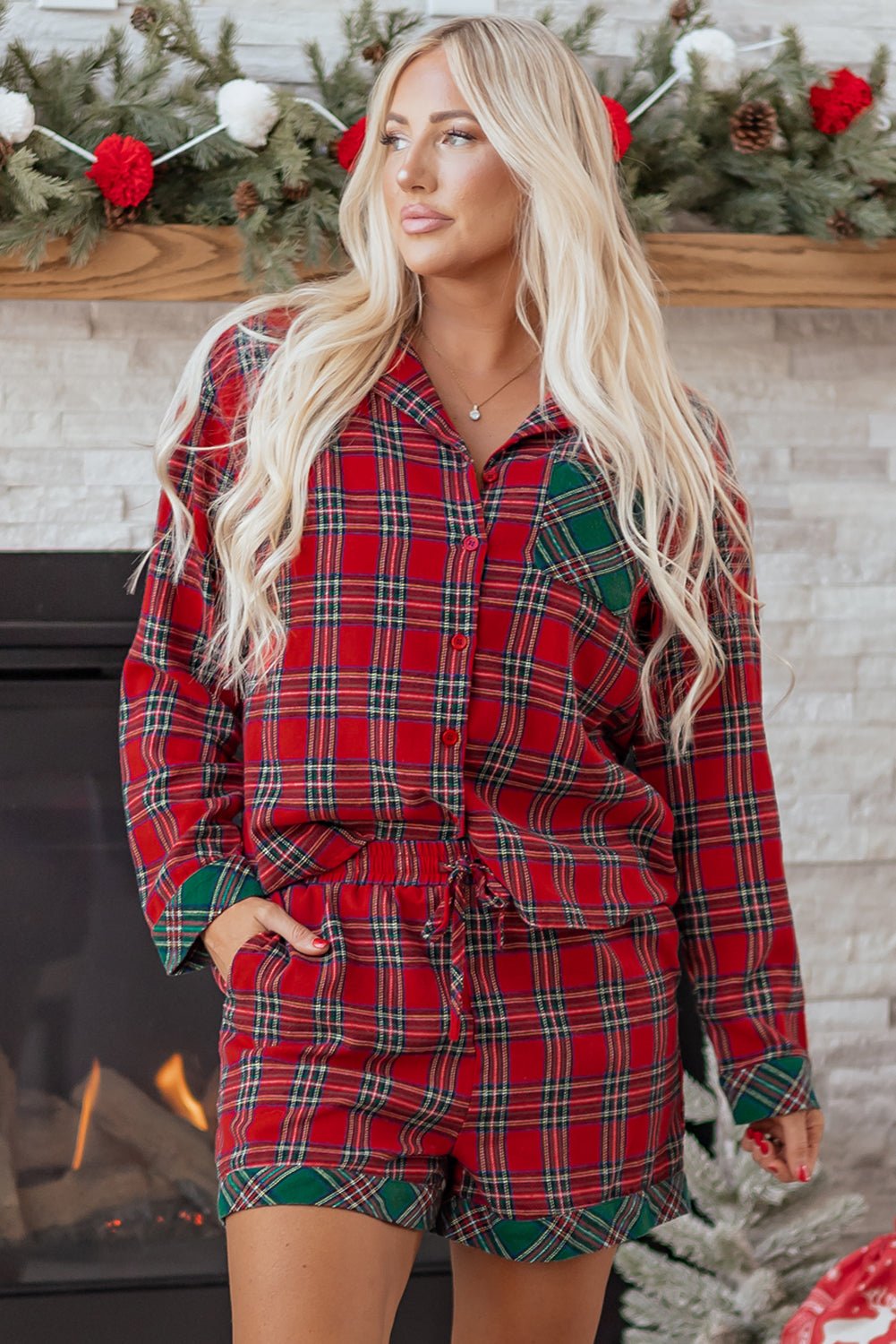 Lananina 2pcs Pajama Set Long Sleeve Top - Hello Beautiful BoutiquePlus Size LoungewearThreaded Pear