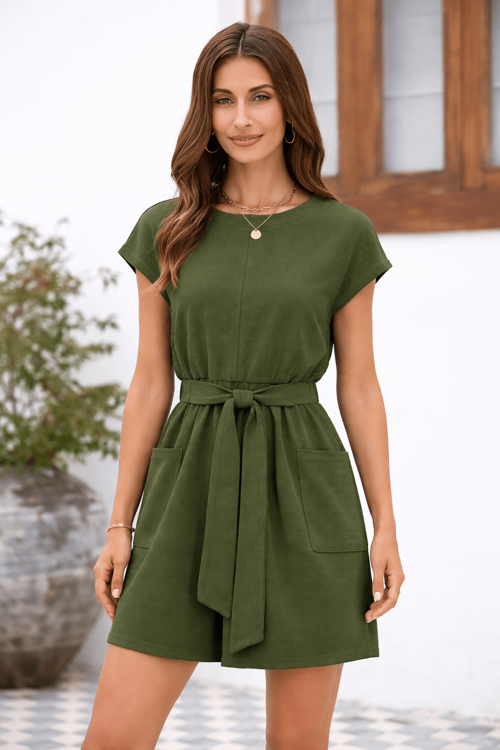 Laura Tie Waist Loose Romper - Hello Beautiful BoutiqueJumpsuits & RompersThreaded Pear